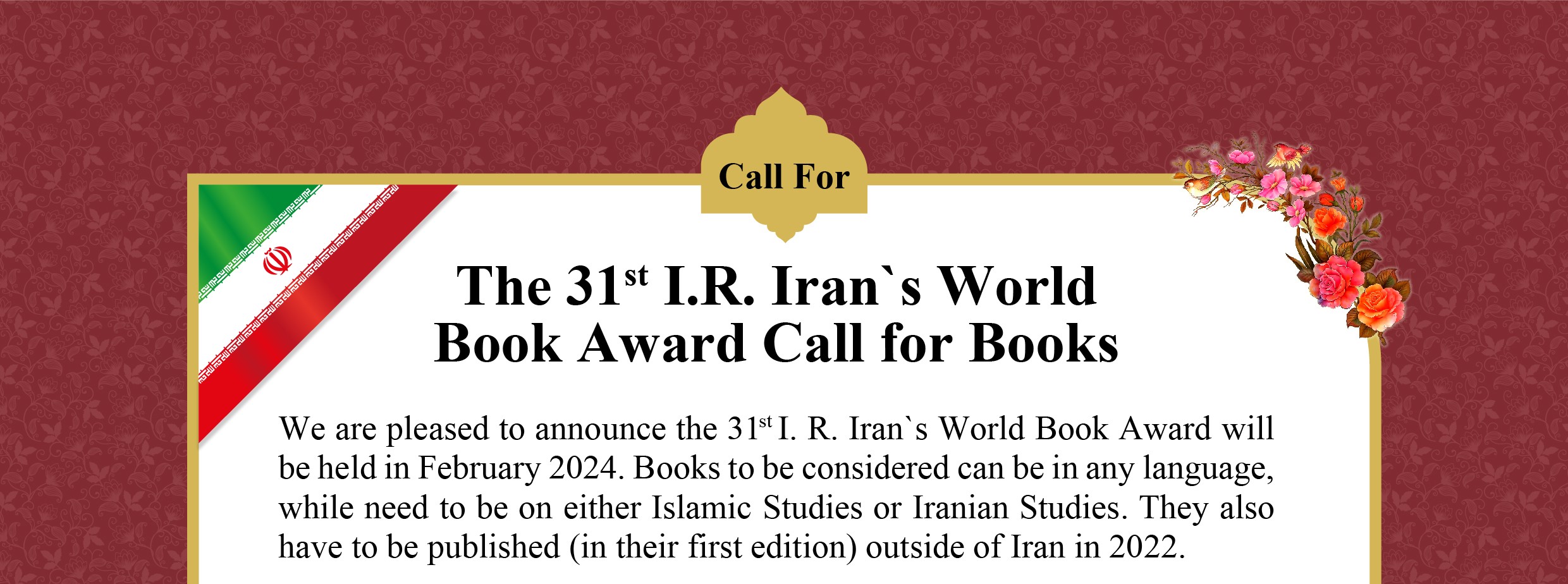 The 31st I.R. Iran`s World Book Award Call for Books